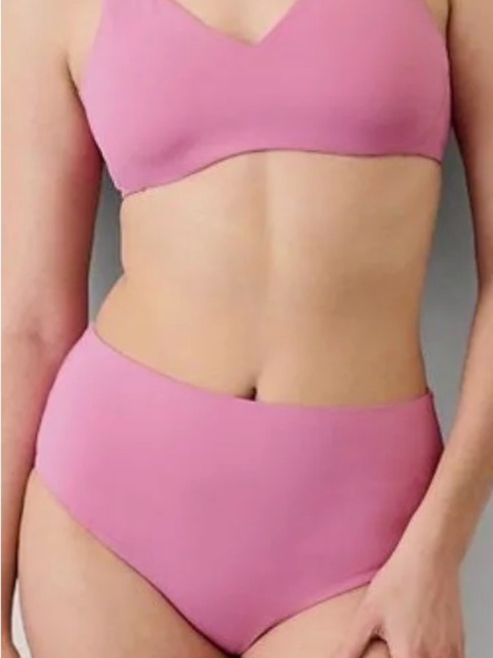 Athleta Rose Pink V‑Neck High‑Waist Bikini